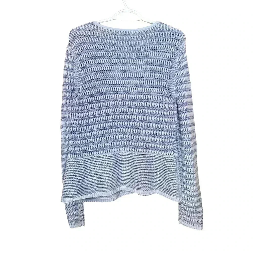 Olsen two-tone  blue knit cardigan, medium weight, cotton & polyester - Picture 3 of 11